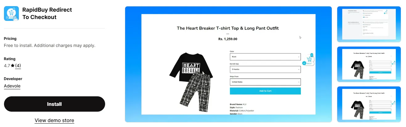 13. RapidBuy Redirect To Checkout